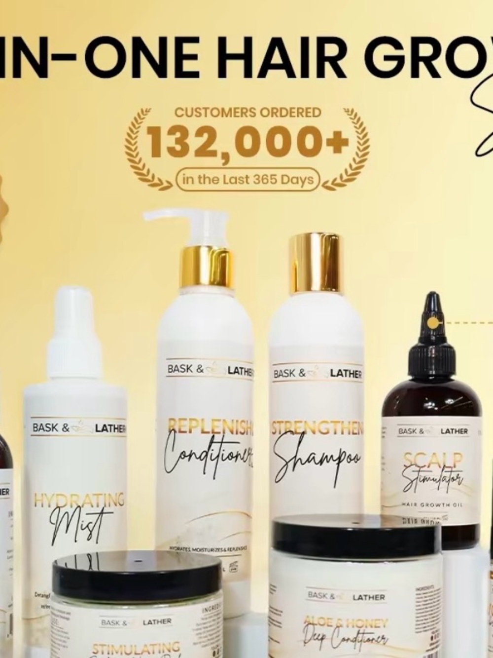 Bask & Lather Ultimate
Healthy Hair Care Bundle -Gow &glow free vitamin